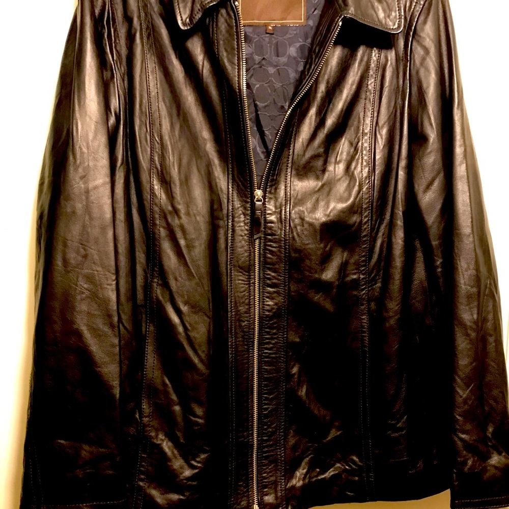Coach butter soft leather zip up jacket EUC
